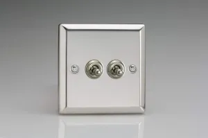 Varilight XCT2 Toggle Switches 2-Gang Mirror Chrome,91x91x36mm