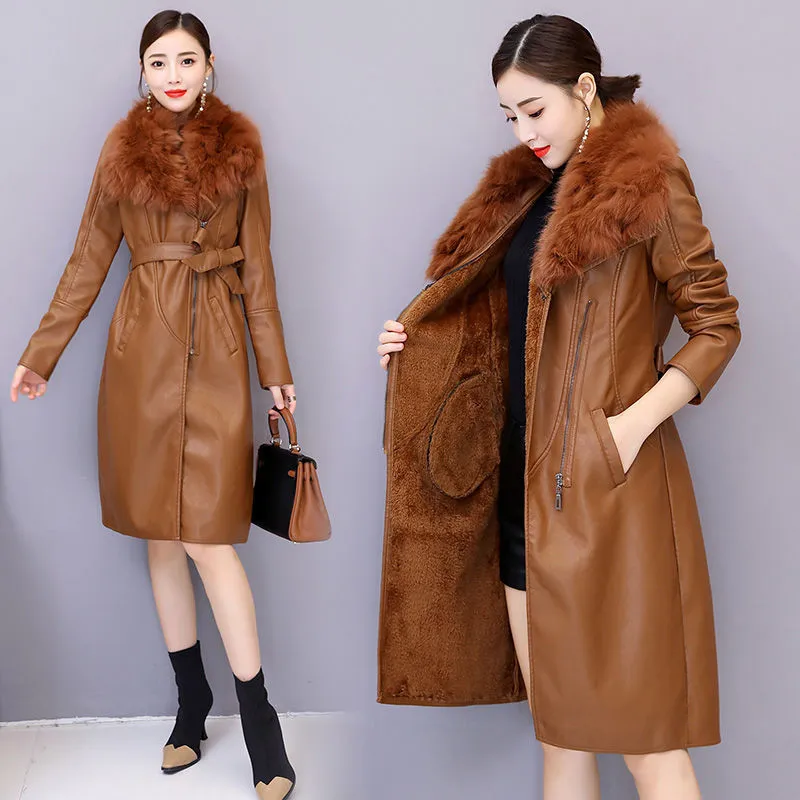 Velvet Lined Long Leather Jacket