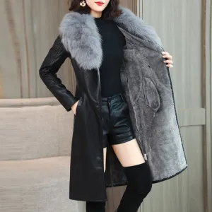 Velvet Lined Long Leather Jacket