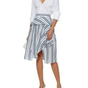 Walter Baker Gabrielle Asymmetrical Stylish Stripped Cotton Skirt Overlay Size 6