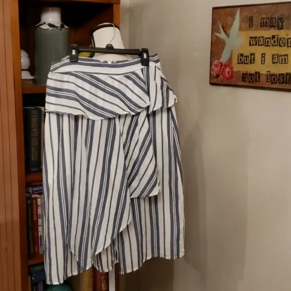 Walter Baker Gabrielle Asymmetrical Stylish Stripped Cotton Skirt Overlay Size 6
