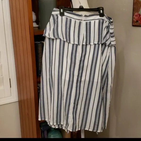 Walter Baker Gabrielle Asymmetrical Stylish Stripped Cotton Skirt Overlay Size 6