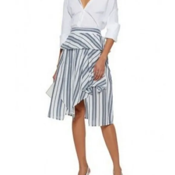 Walter Baker Gabrielle Asymmetrical Stylish Stripped Cotton Skirt Overlay Size 6