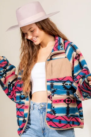 warm Aztec jacket PINK