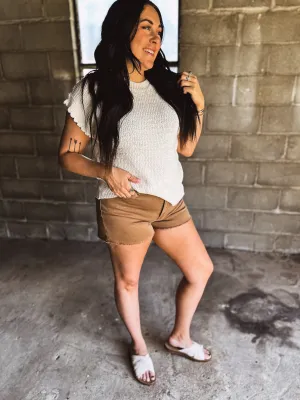 Warm Taupe Mom Shorts