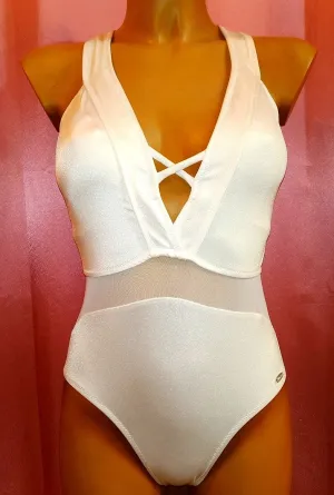 White Chic Deep-V Swimsuit