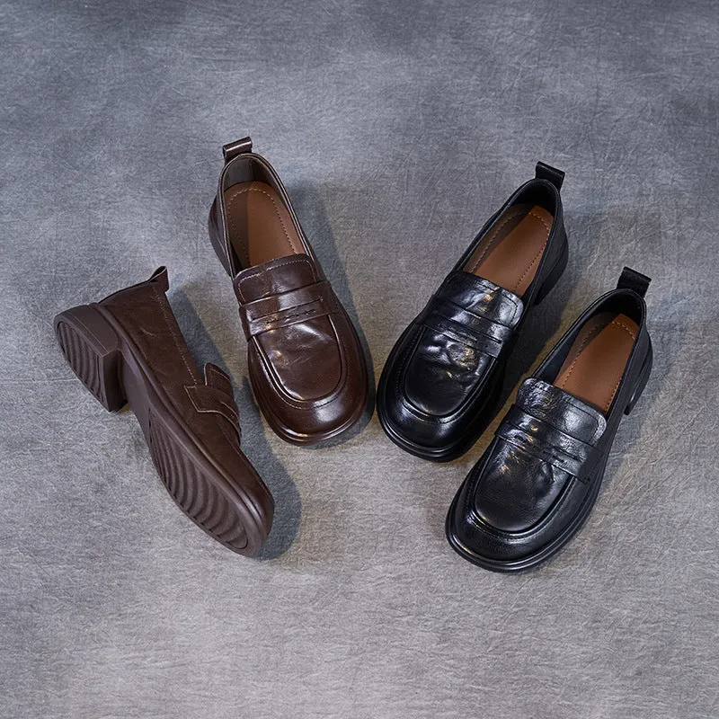 Women Retro Soft Leather Casual Work Loafers