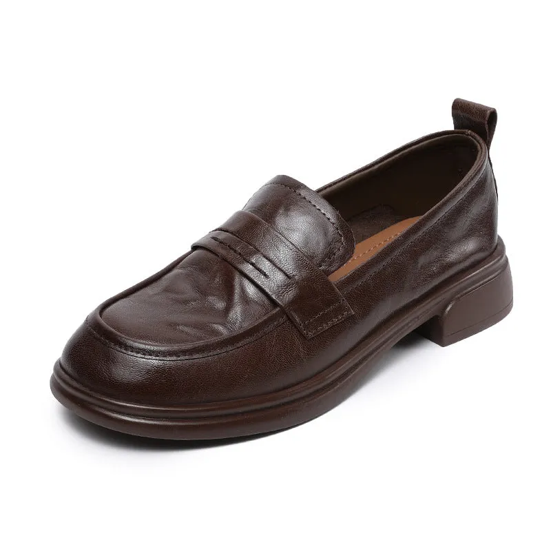 Women Retro Soft Leather Casual Work Loafers
