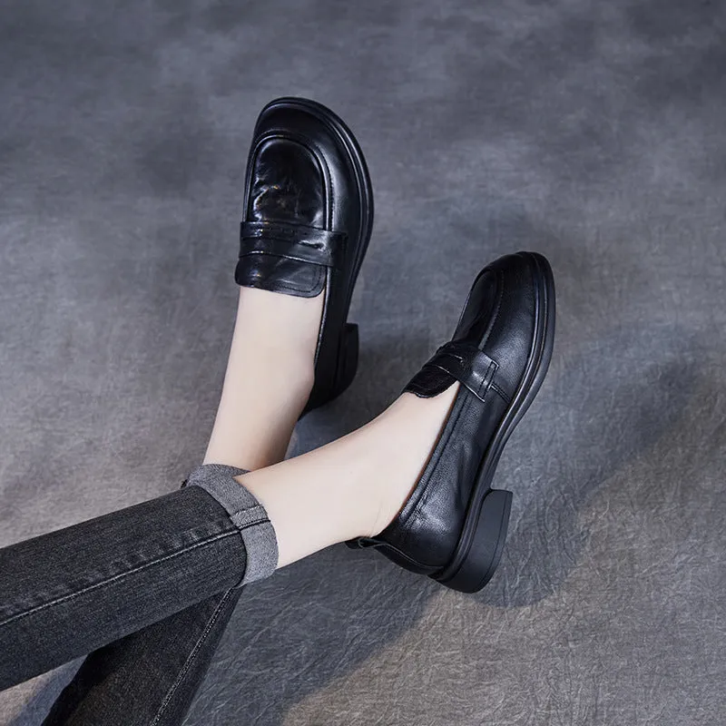 Women Retro Soft Leather Casual Work Loafers