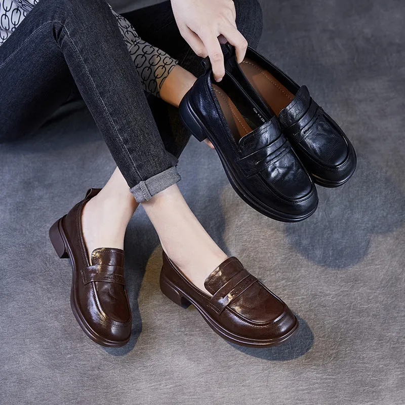 Women Retro Soft Leather Casual Work Loafers