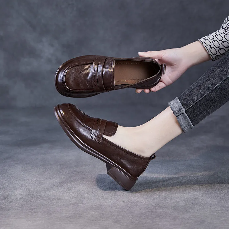 Women Retro Soft Leather Casual Work Loafers