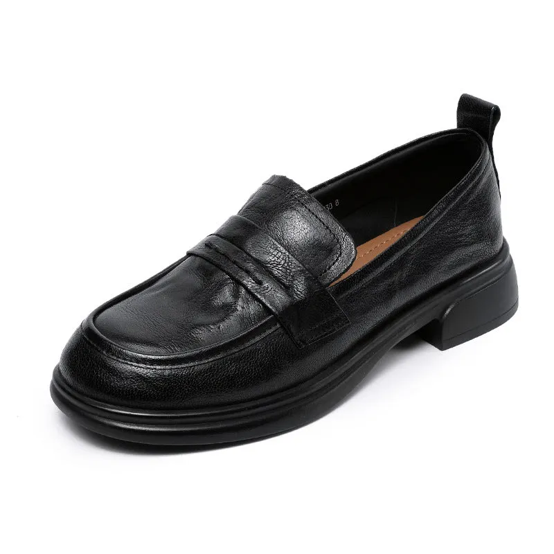 Women Retro Soft Leather Casual Work Loafers