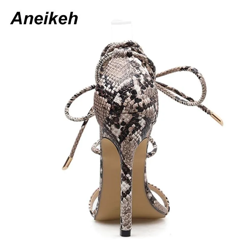 Women's Sandals PU Lace-Up Thin High Heels