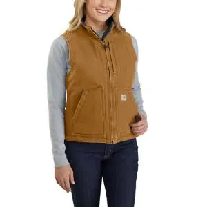 Women's sherpa lined mock neck vest 104224 BRN