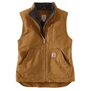 Women's sherpa lined mock neck vest 104224 BRN