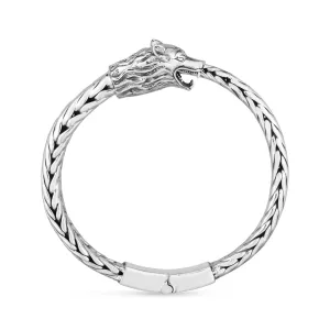 Woven Creatures Silver Wolf Bangle
