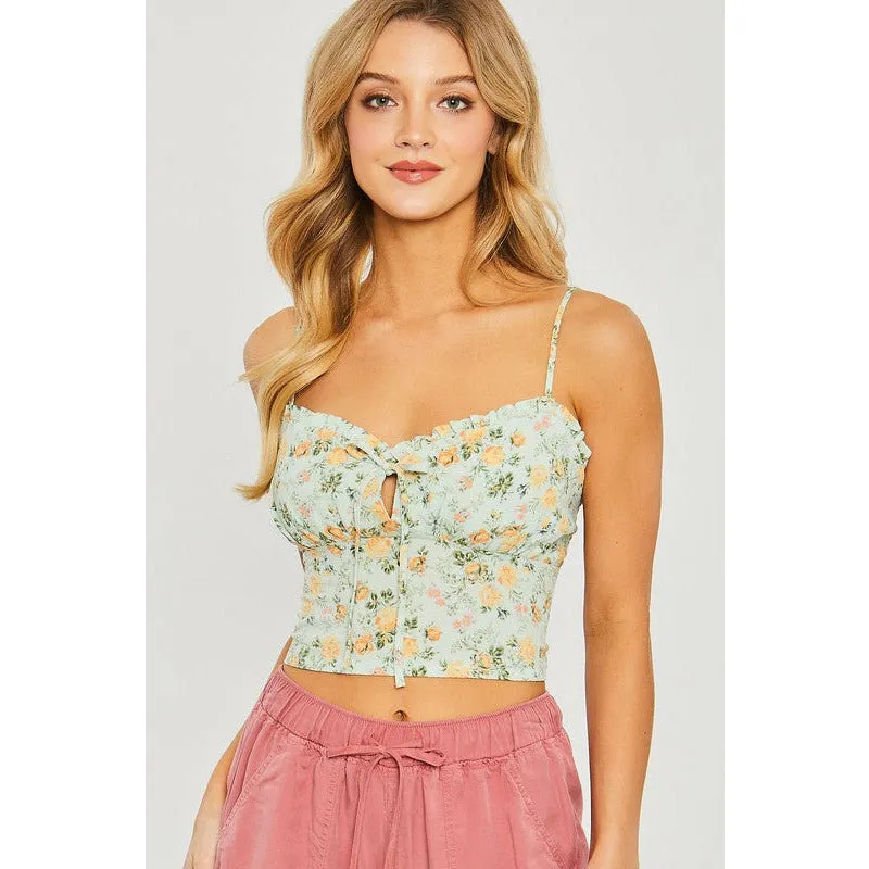Woven Print Smocked Cami Top