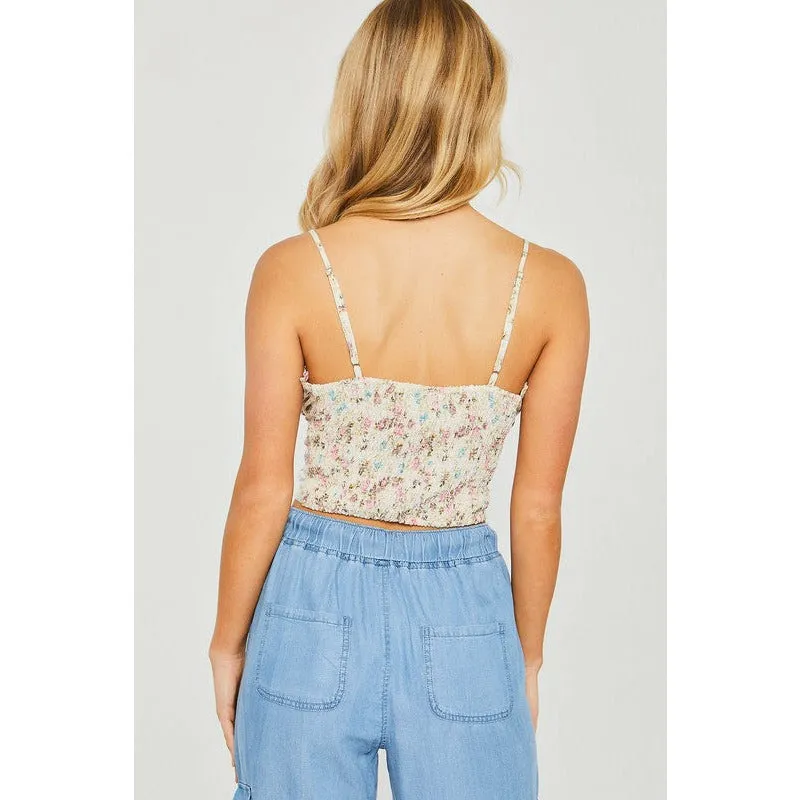 Woven Print Smocked Cami Top