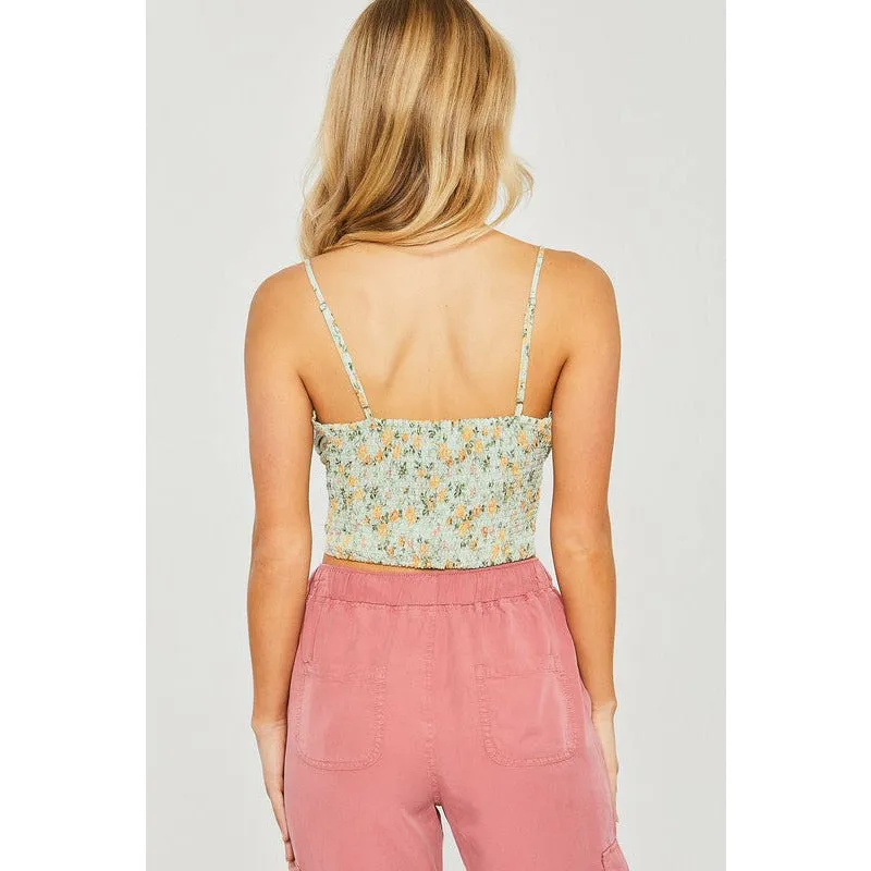Woven Print Smocked Cami Top