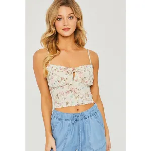 Woven Print Smocked Cami Top