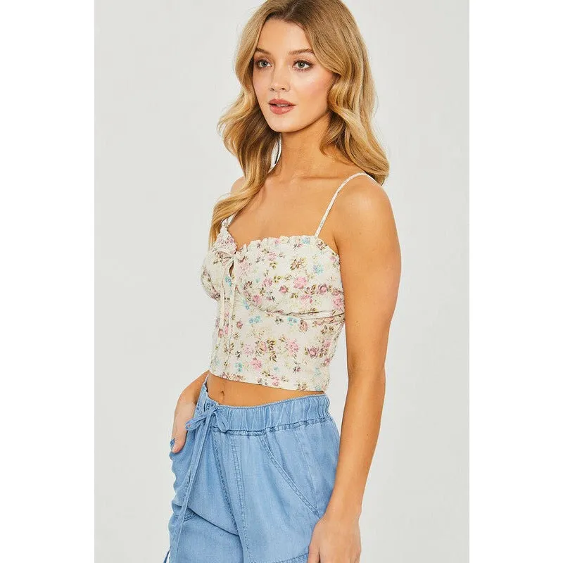 Woven Print Smocked Cami Top