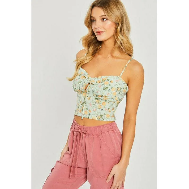 Woven Print Smocked Cami Top