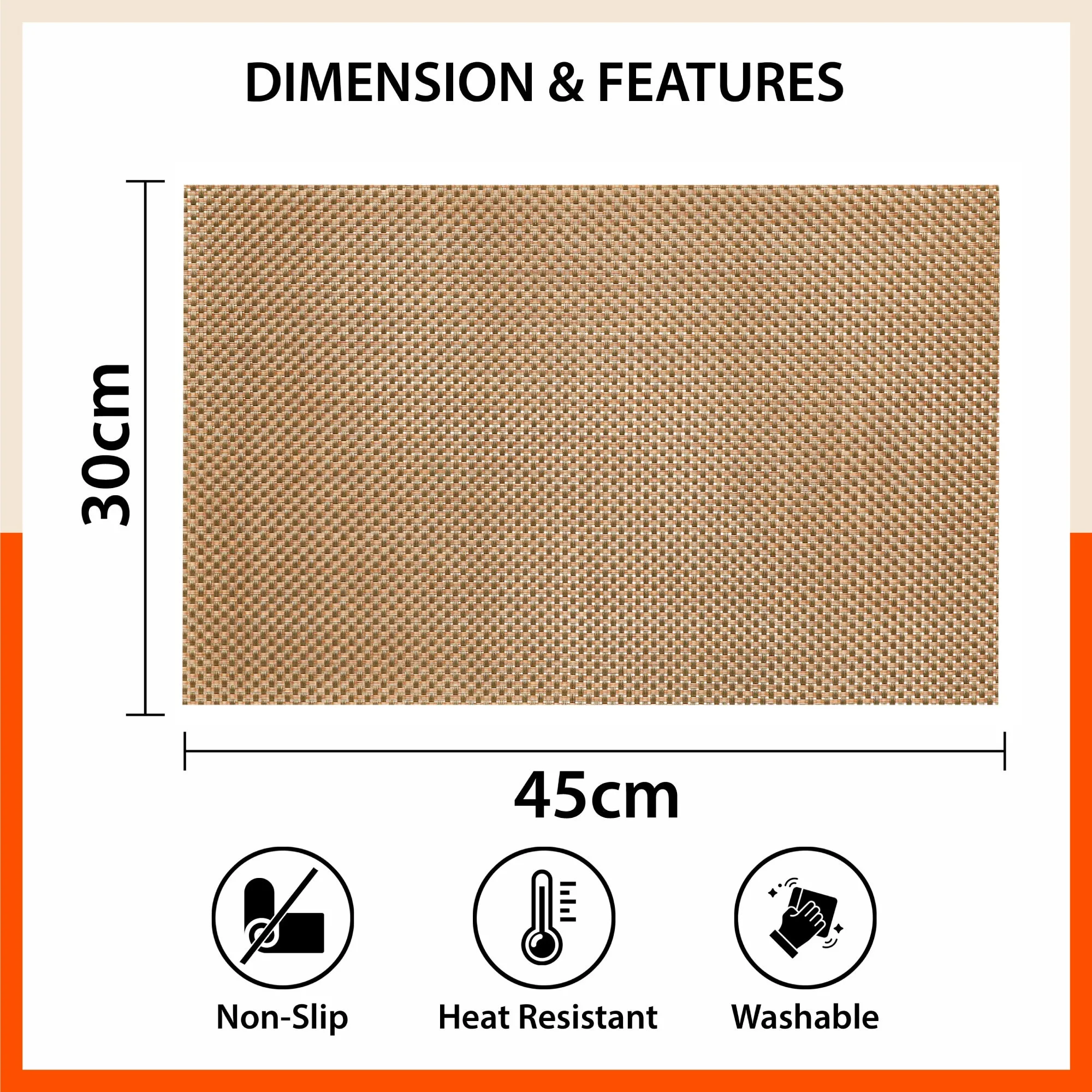 Woven PVC Table Mats / Placemats for Dining Table at Home (Amos - Set of 6)