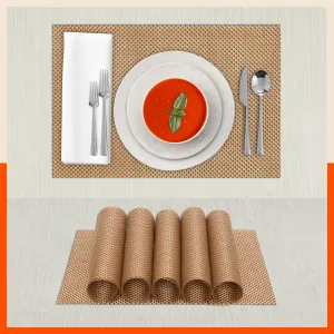 Woven PVC Table Mats / Placemats for Dining Table at Home (Amos - Set of 6)