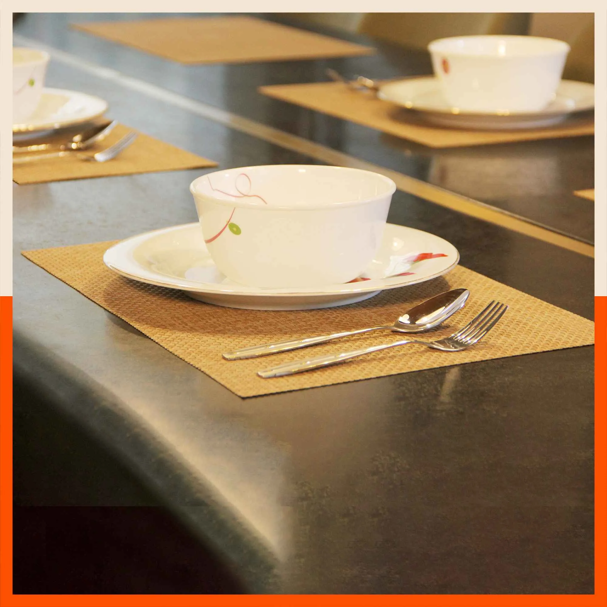 Woven PVC Table Mats / Placemats for Dining Table at Home (Amos - Set of 6)