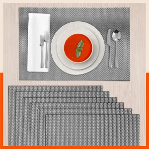 Woven PVC Table mats / Placemats for Dining Table at Home (Arlo - Set of 6)