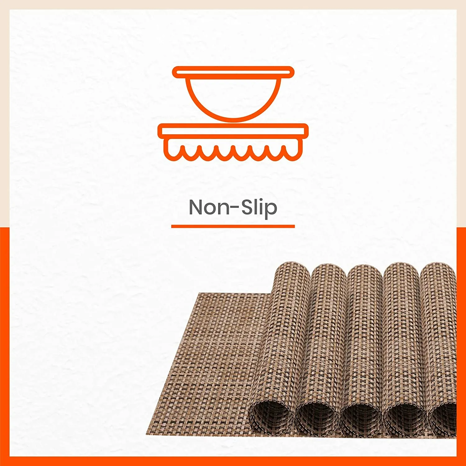 Woven PVC Table mats / Placemats for Dining Table at Home (Emil - Set of 6)
