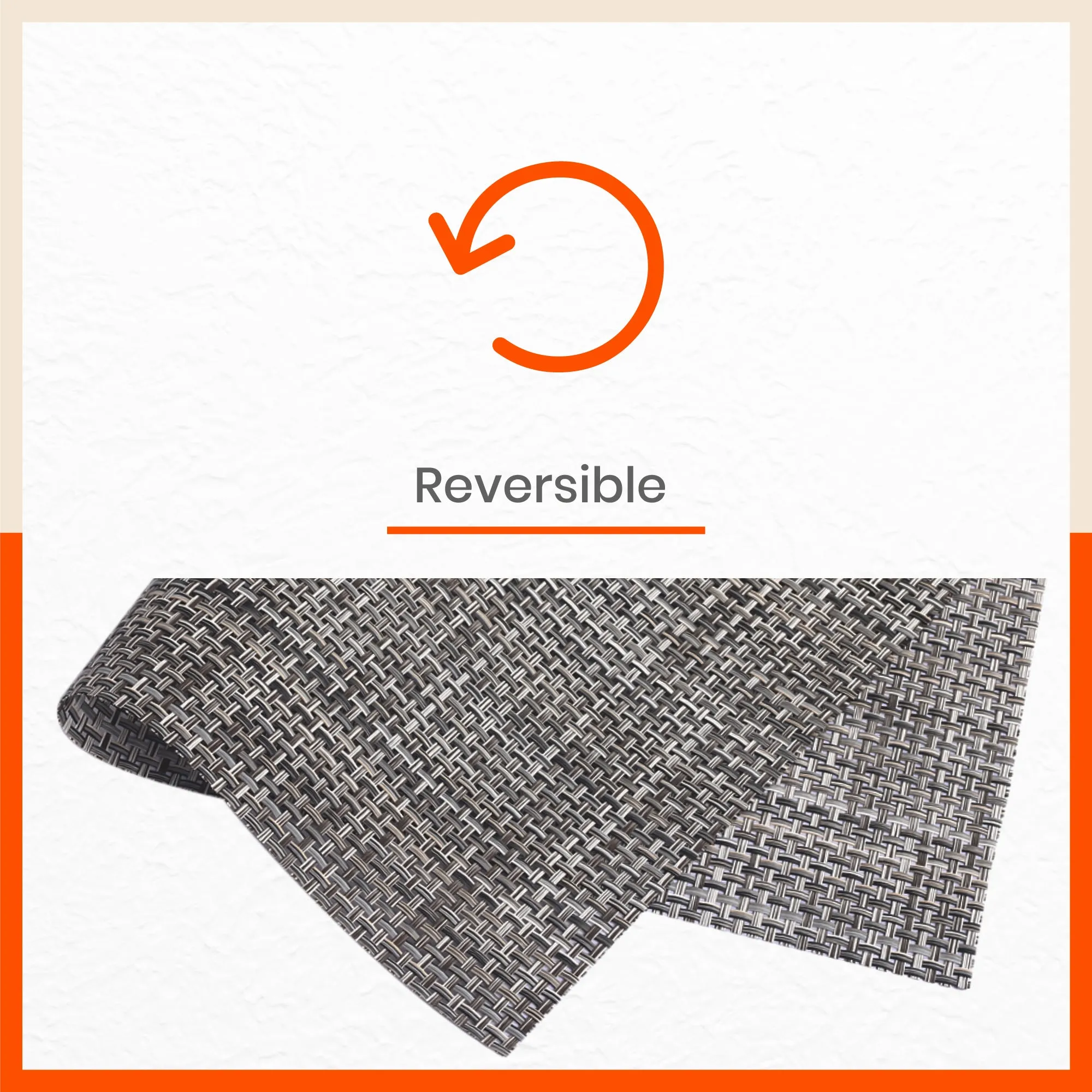 Woven PVC Table Mats / Placemats for Dining Table at Home (Mino - Set of 6)
