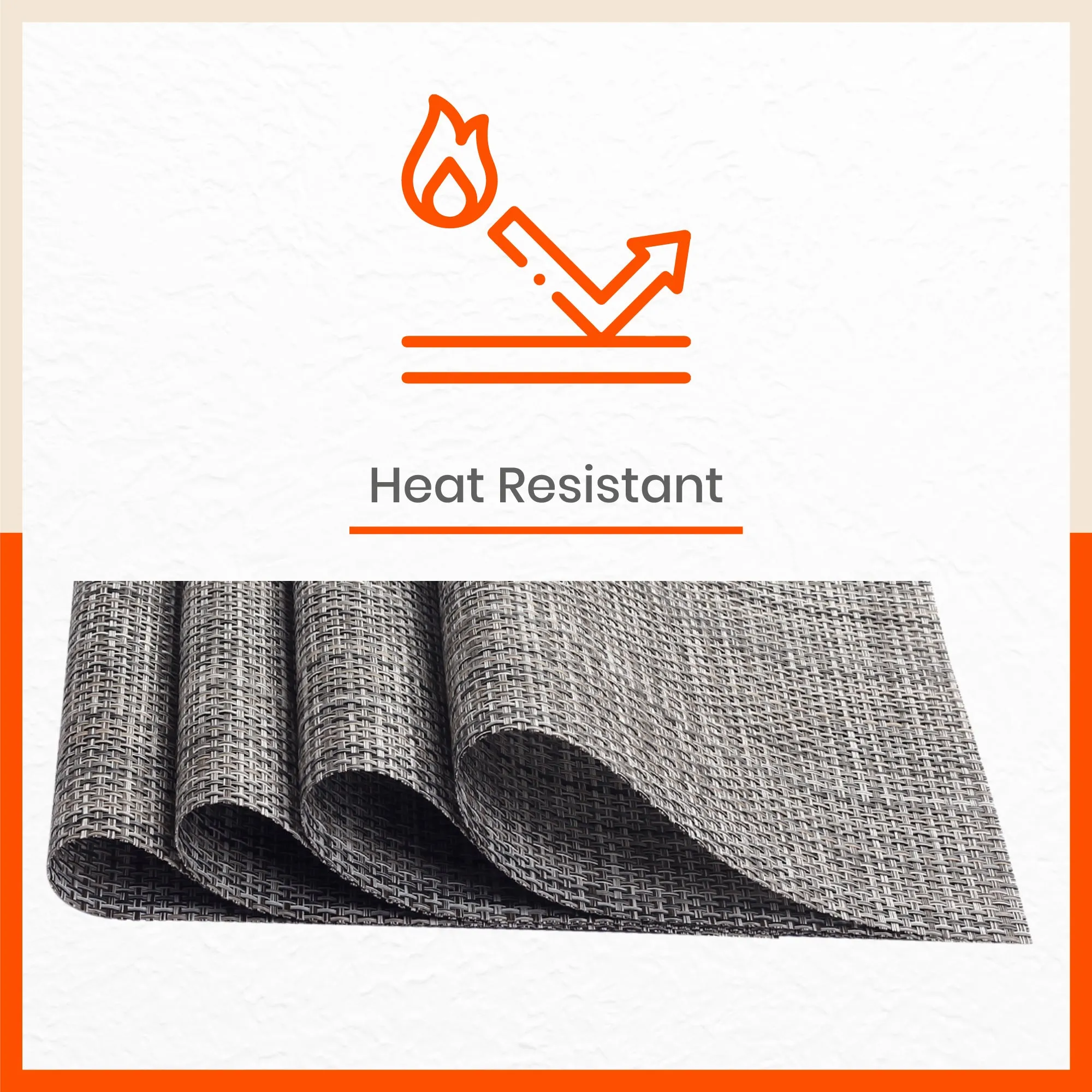 Woven PVC Table Mats / Placemats for Dining Table at Home (Mino - Set of 6)