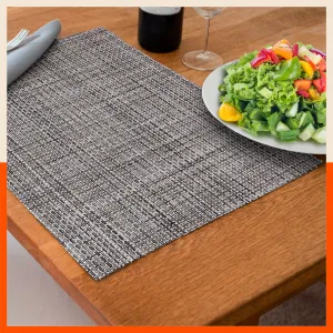 Woven PVC Table Mats / Placemats for Dining Table at Home (Mino - Set of 6)