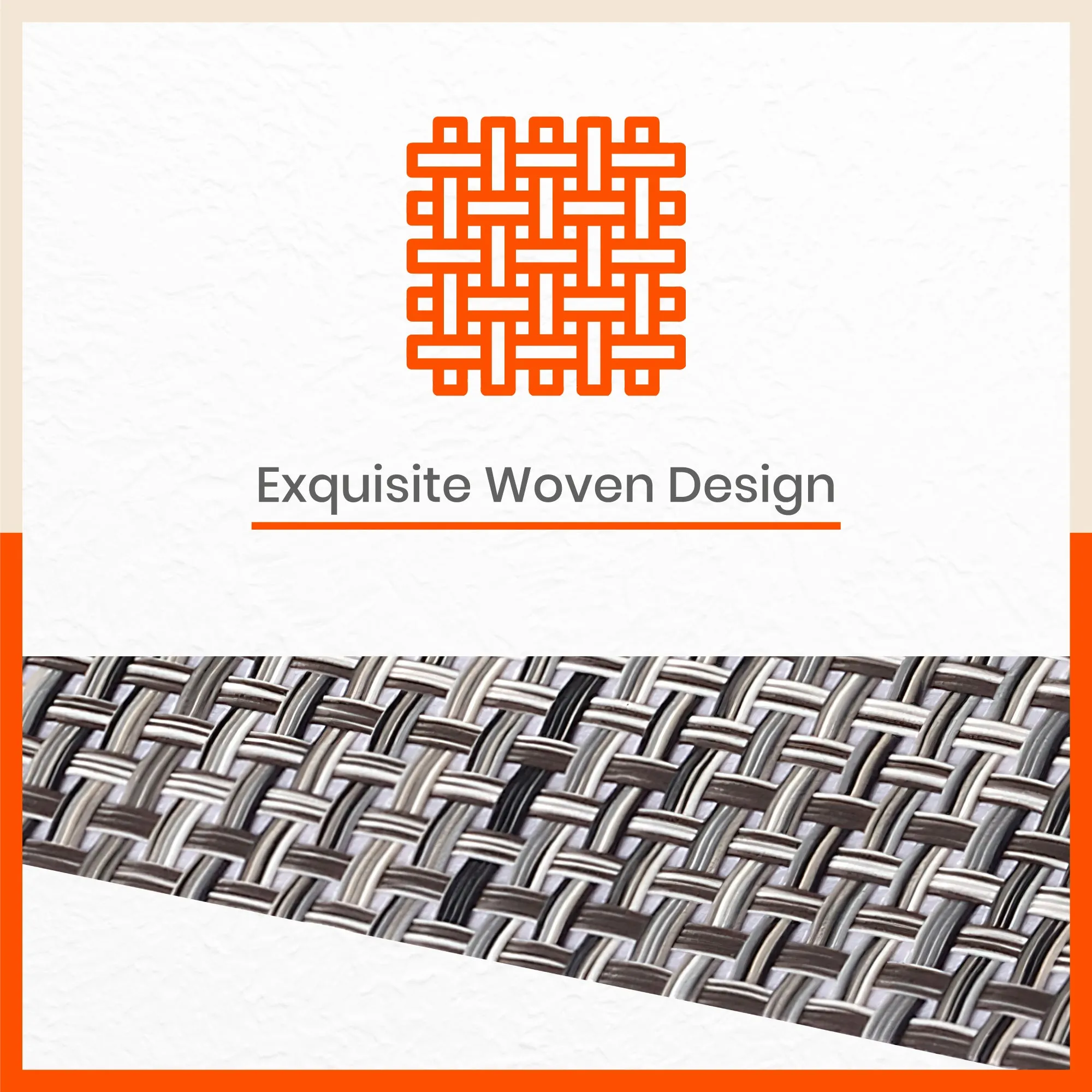 Woven PVC Table Mats / Placemats for Dining Table at Home (Mino - Set of 6)