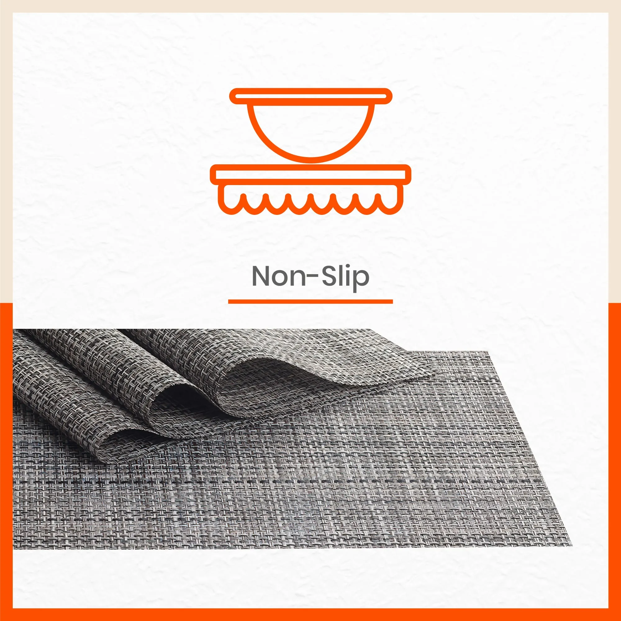 Woven PVC Table Mats / Placemats for Dining Table at Home (Mino - Set of 6)