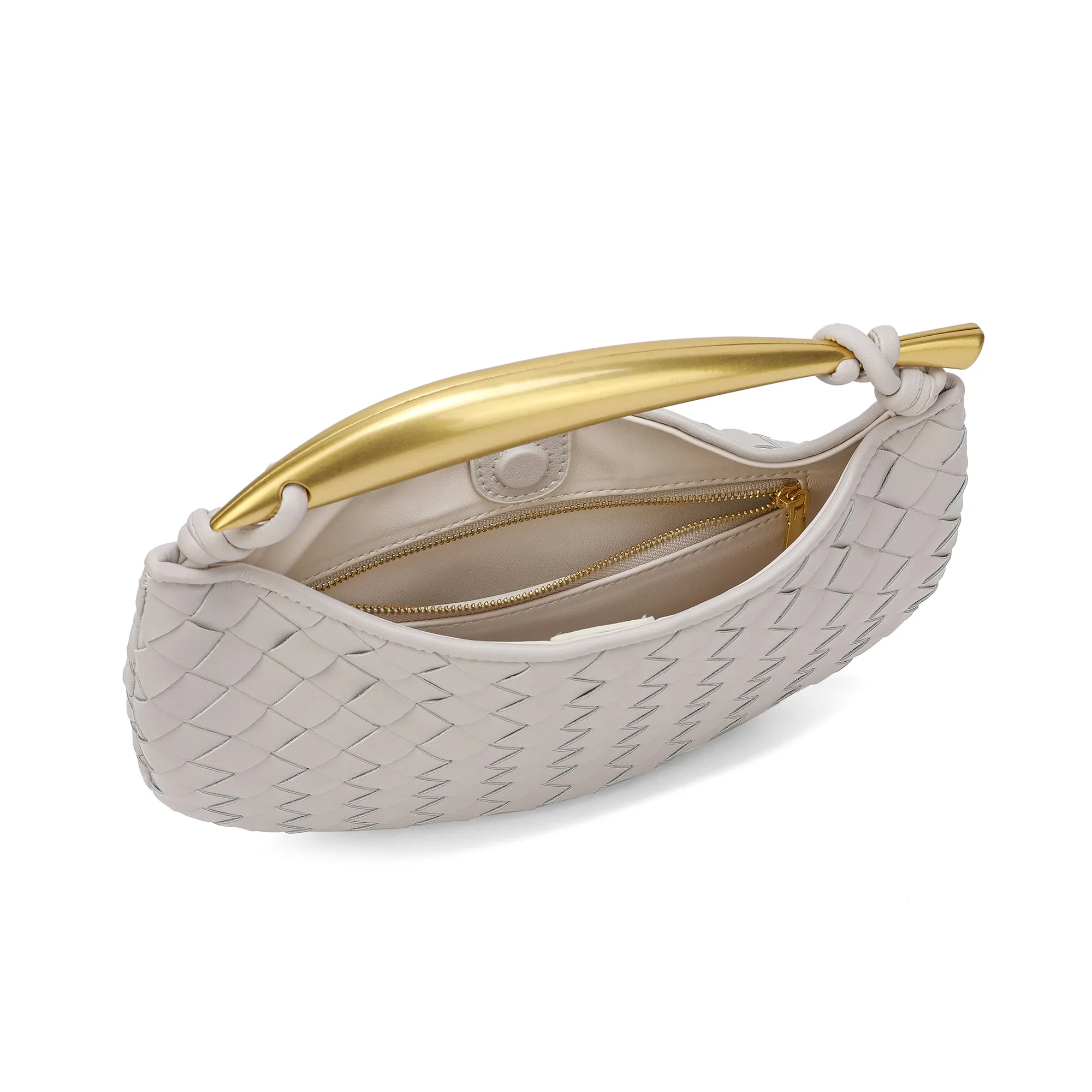 Woven sheepskin Leather golden handle