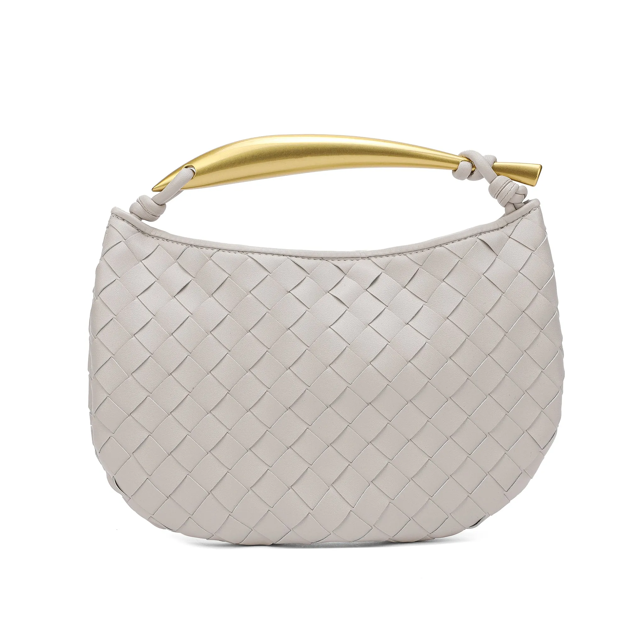 Woven sheepskin Leather golden handle
