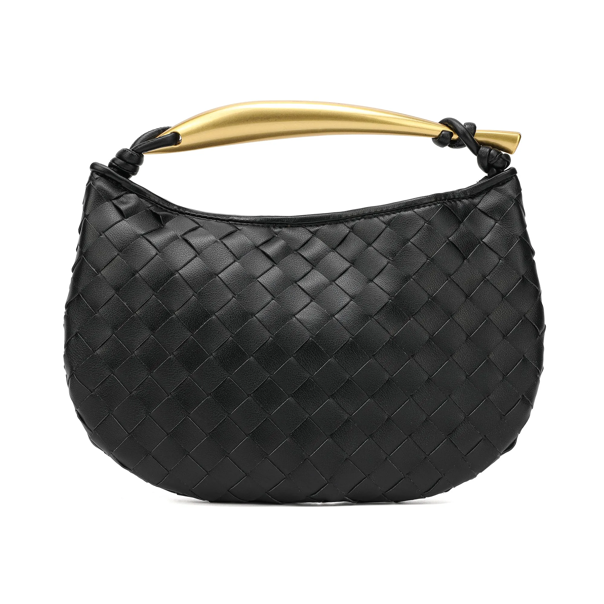Woven sheepskin Leather golden handle