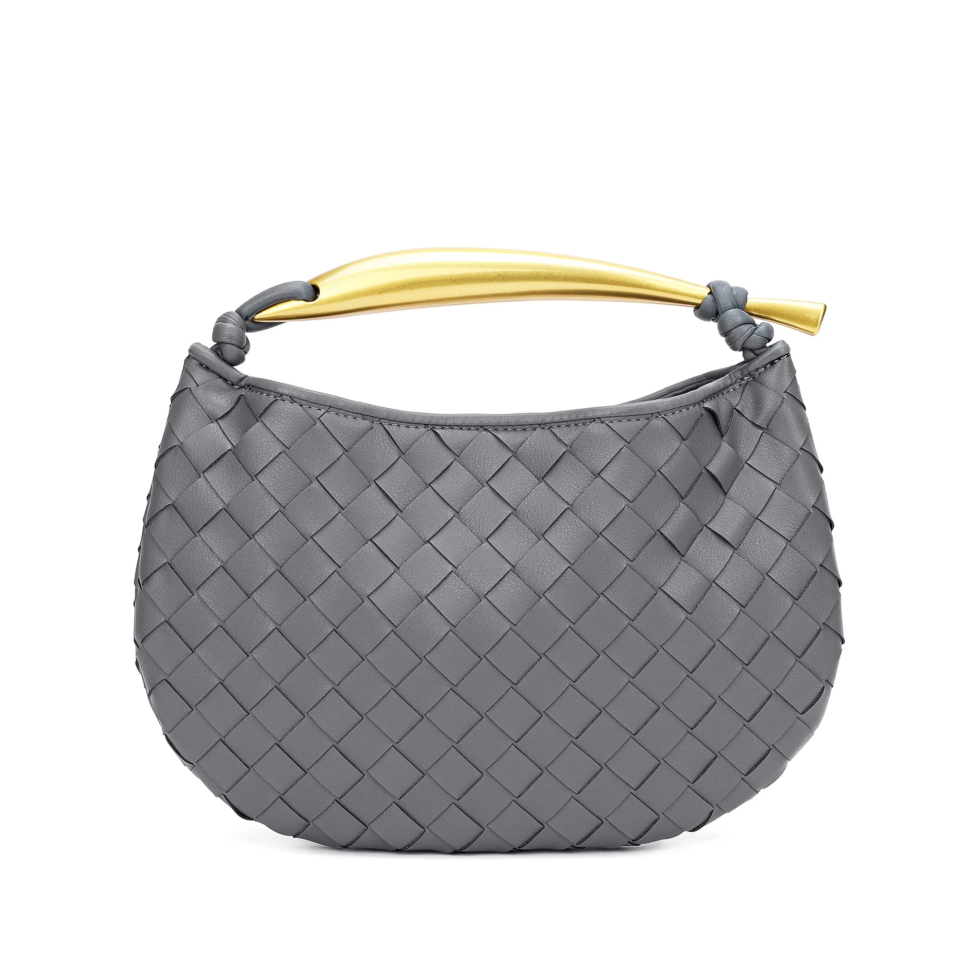 Woven sheepskin Leather golden handle