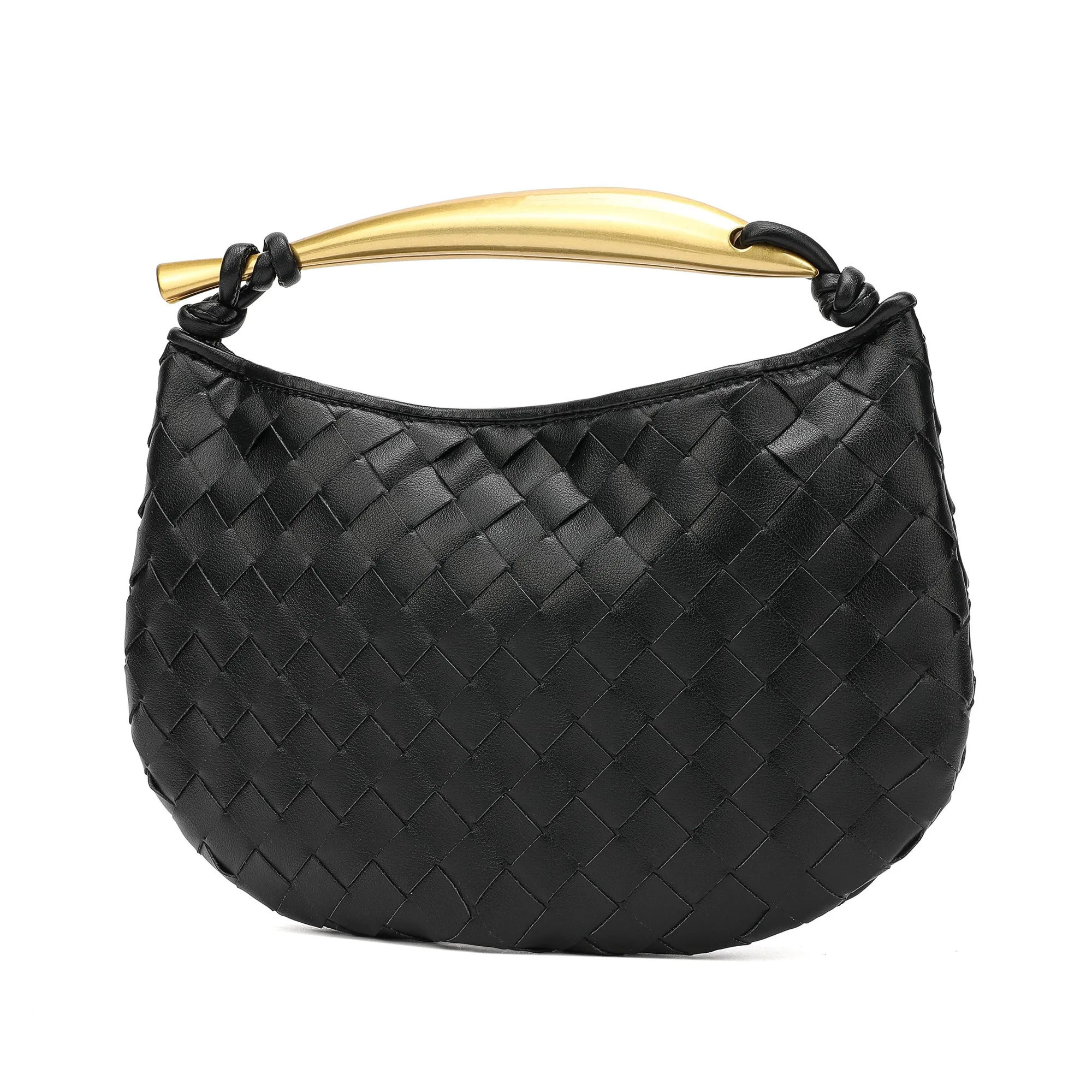 Woven sheepskin Leather golden handle