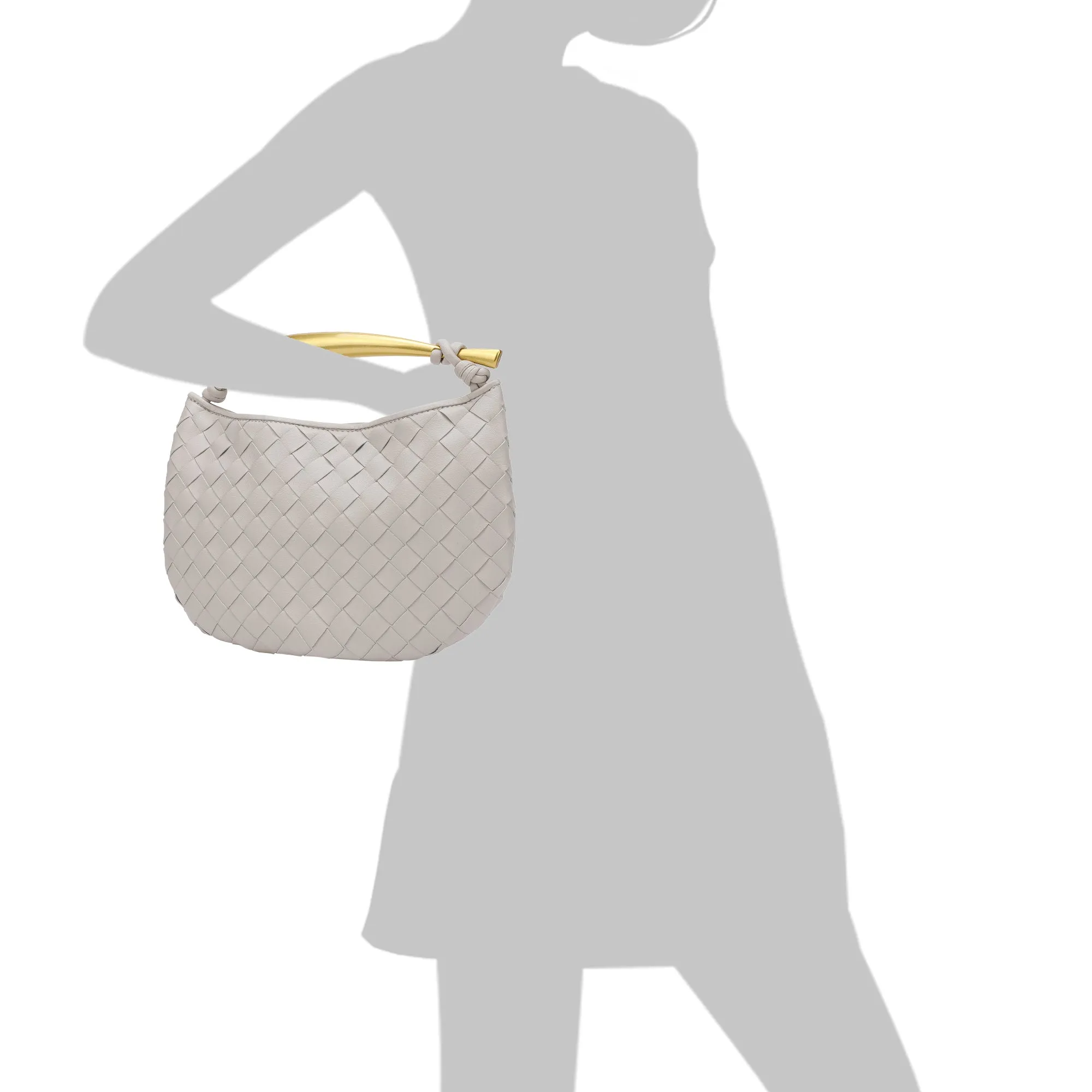 Woven sheepskin Leather golden handle