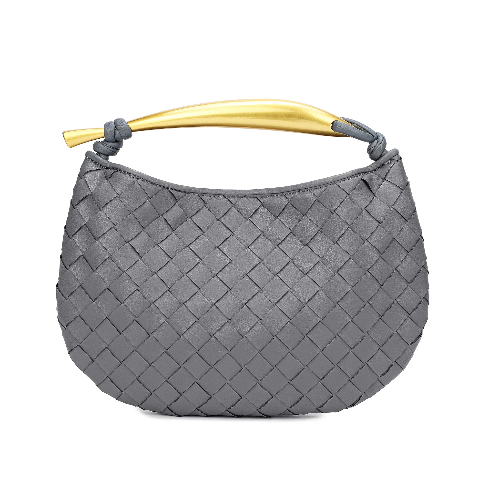 Woven sheepskin Leather golden handle