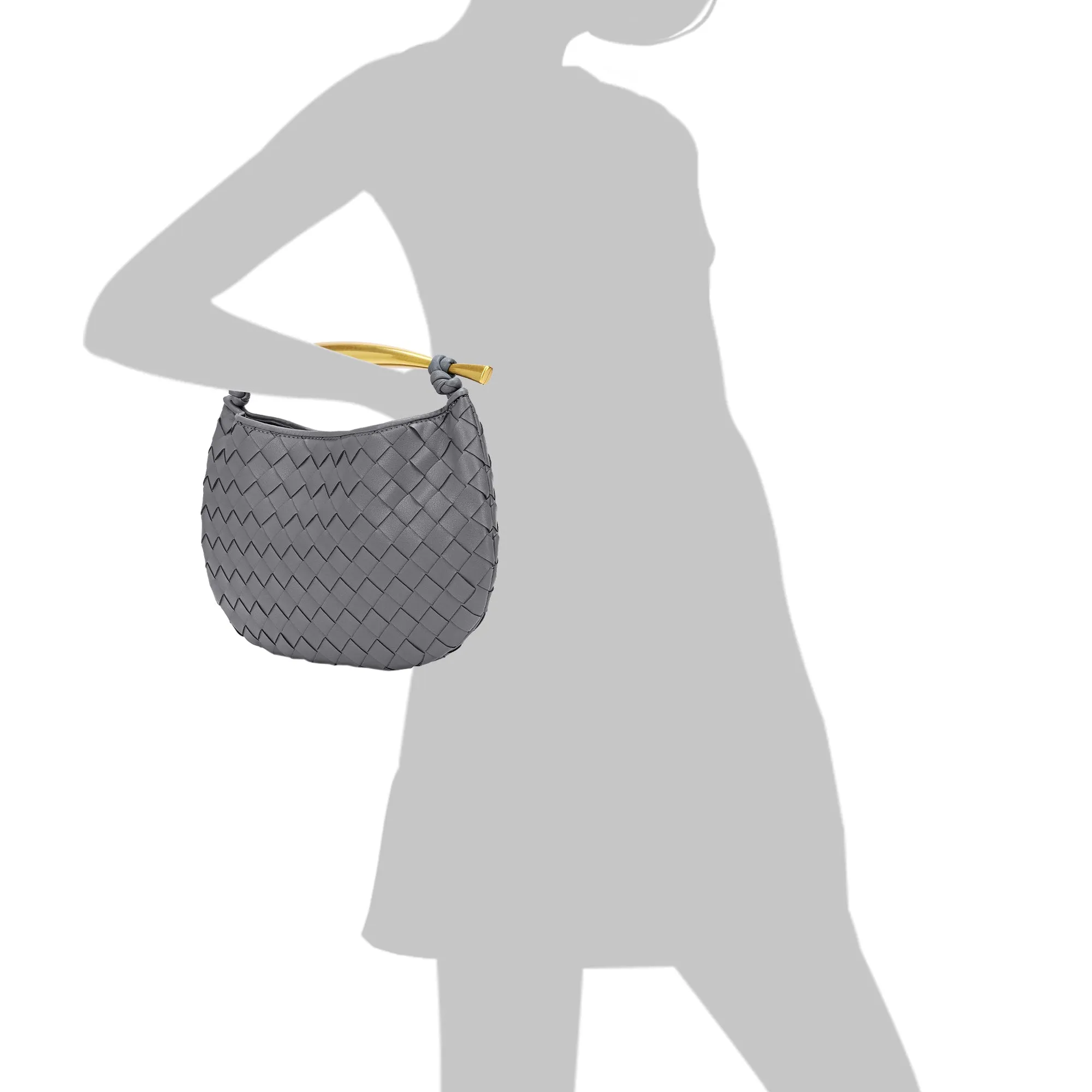 Woven sheepskin Leather golden handle