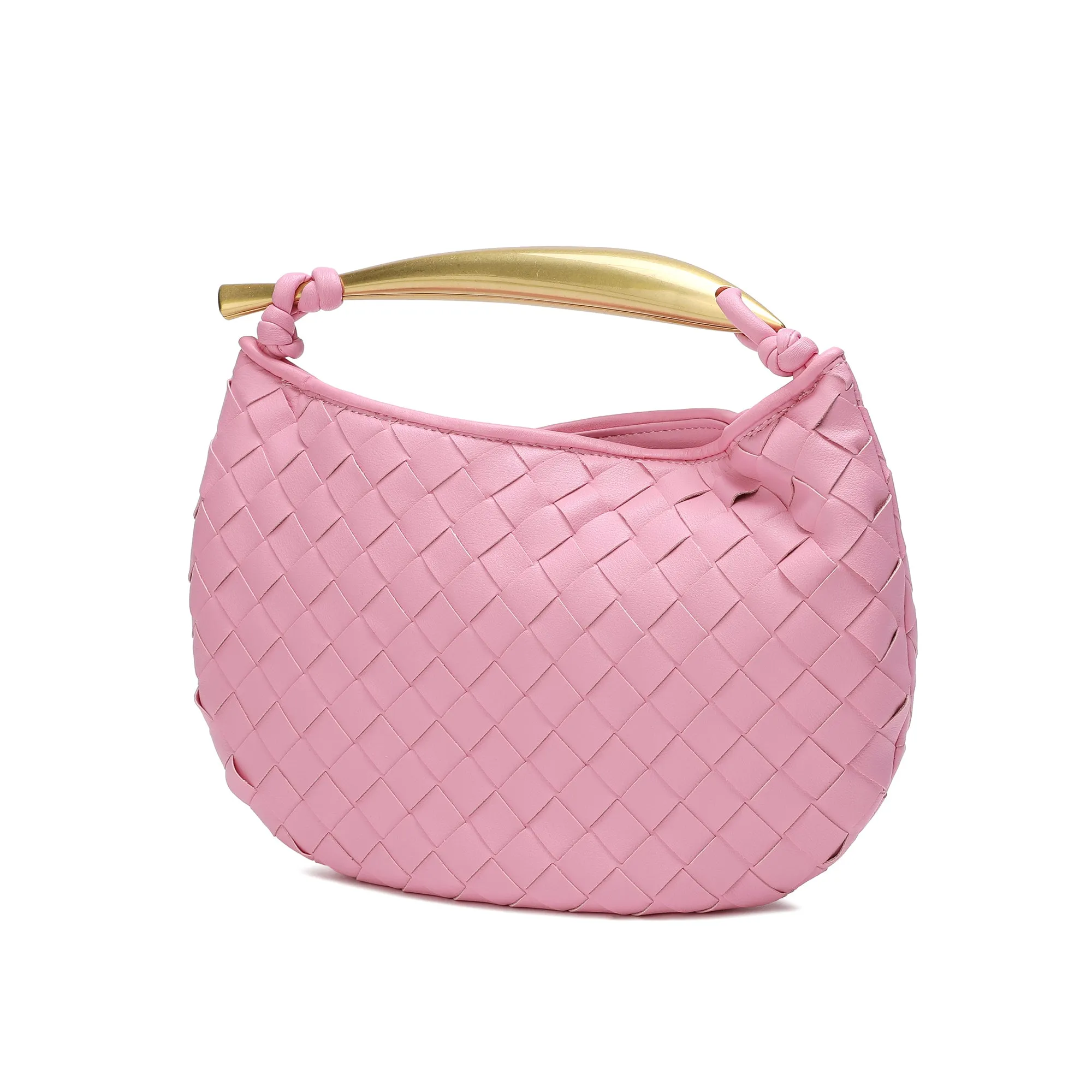 Woven sheepskin Leather golden handle