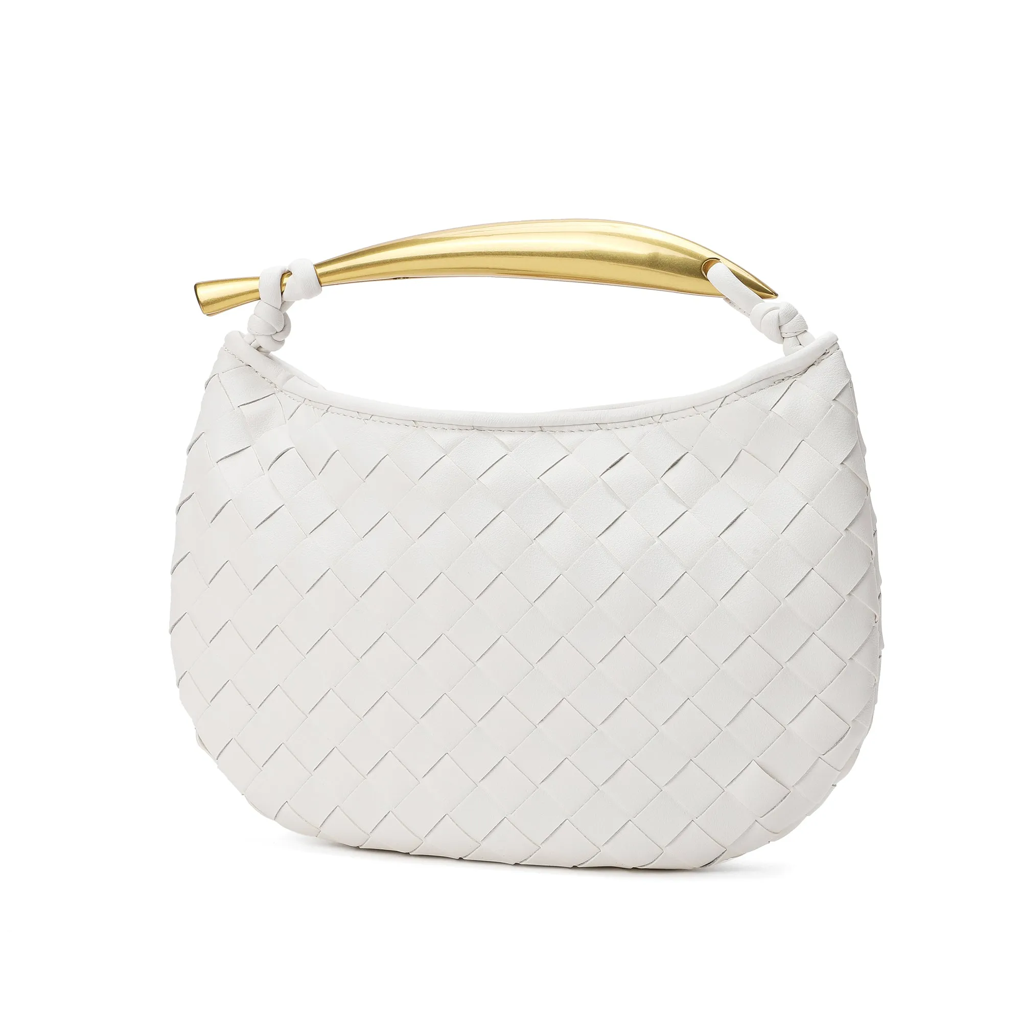 Woven sheepskin Leather golden handle