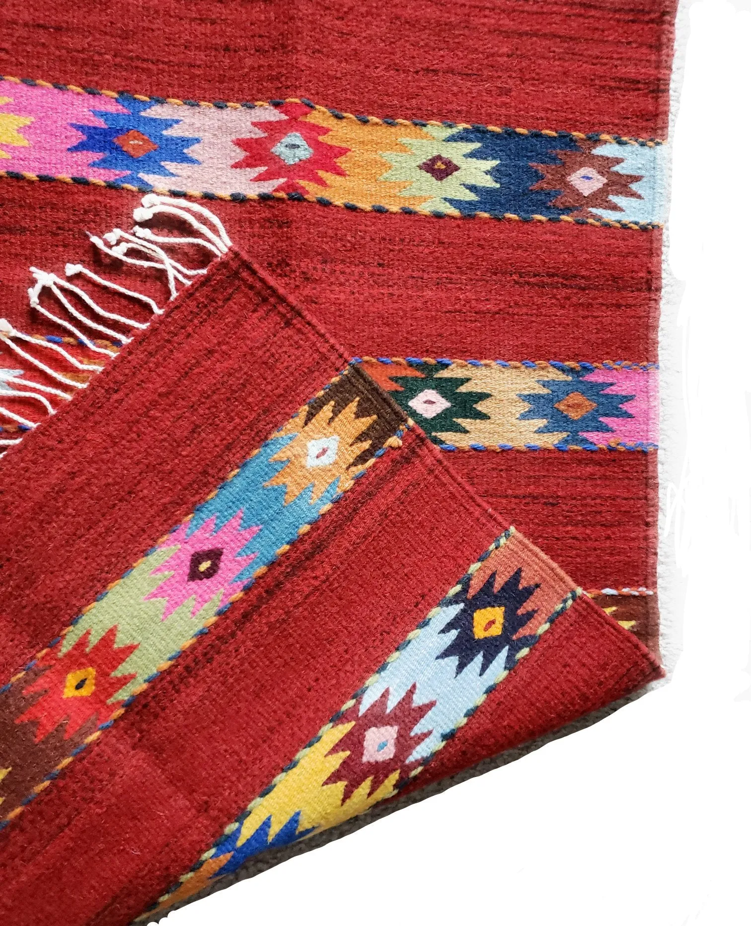 Zapotec Oaxacan Hand Woven Geometric Floor Mat Rug Reversible