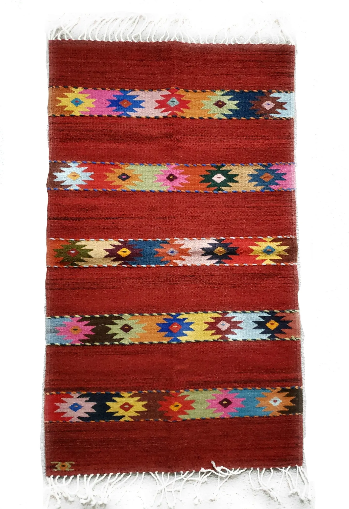 Zapotec Oaxacan Hand Woven Geometric Floor Mat Rug Reversible