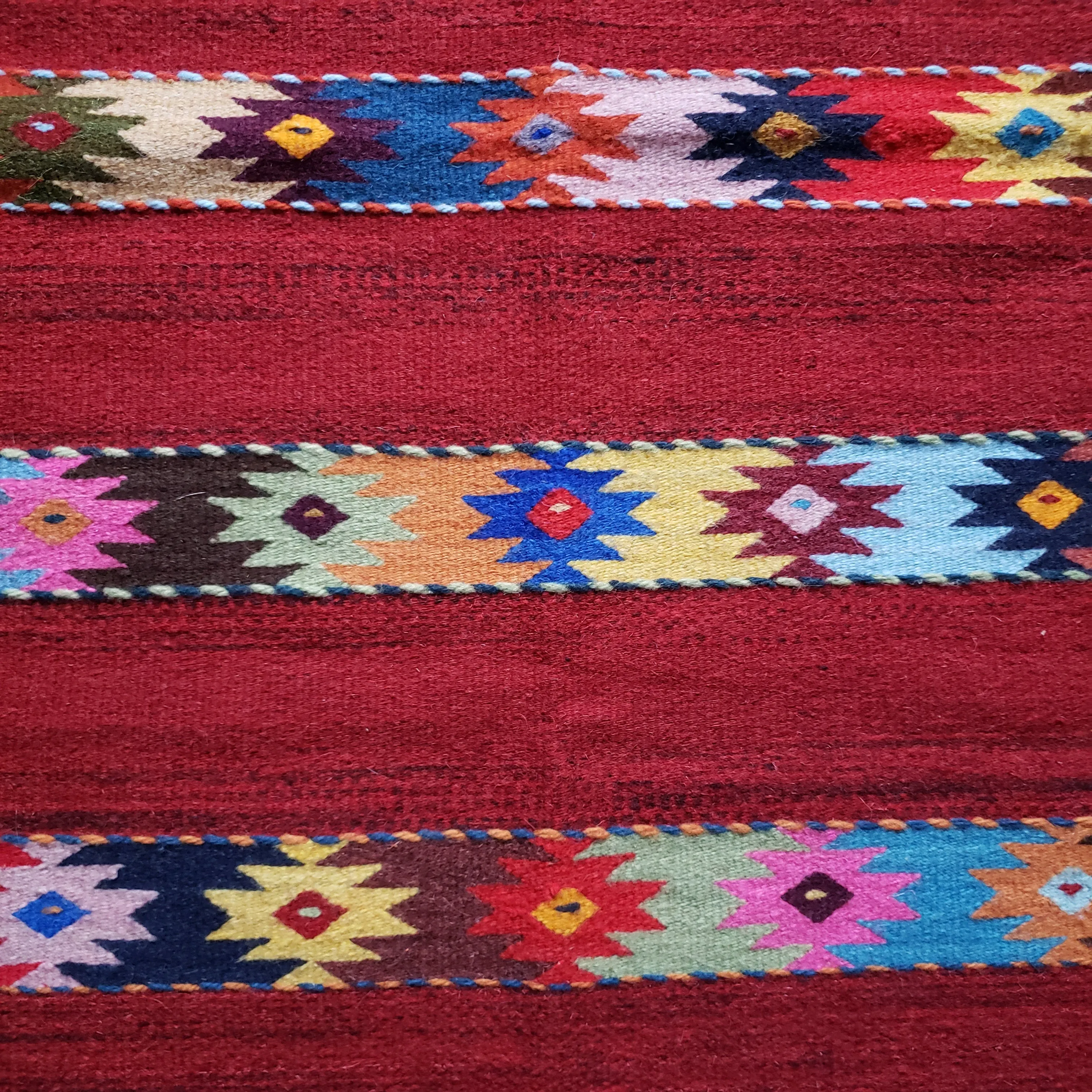 Zapotec Oaxacan Hand Woven Geometric Floor Mat Rug Reversible