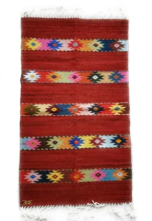Zapotec Oaxacan Hand Woven Geometric Floor Mat Rug Reversible